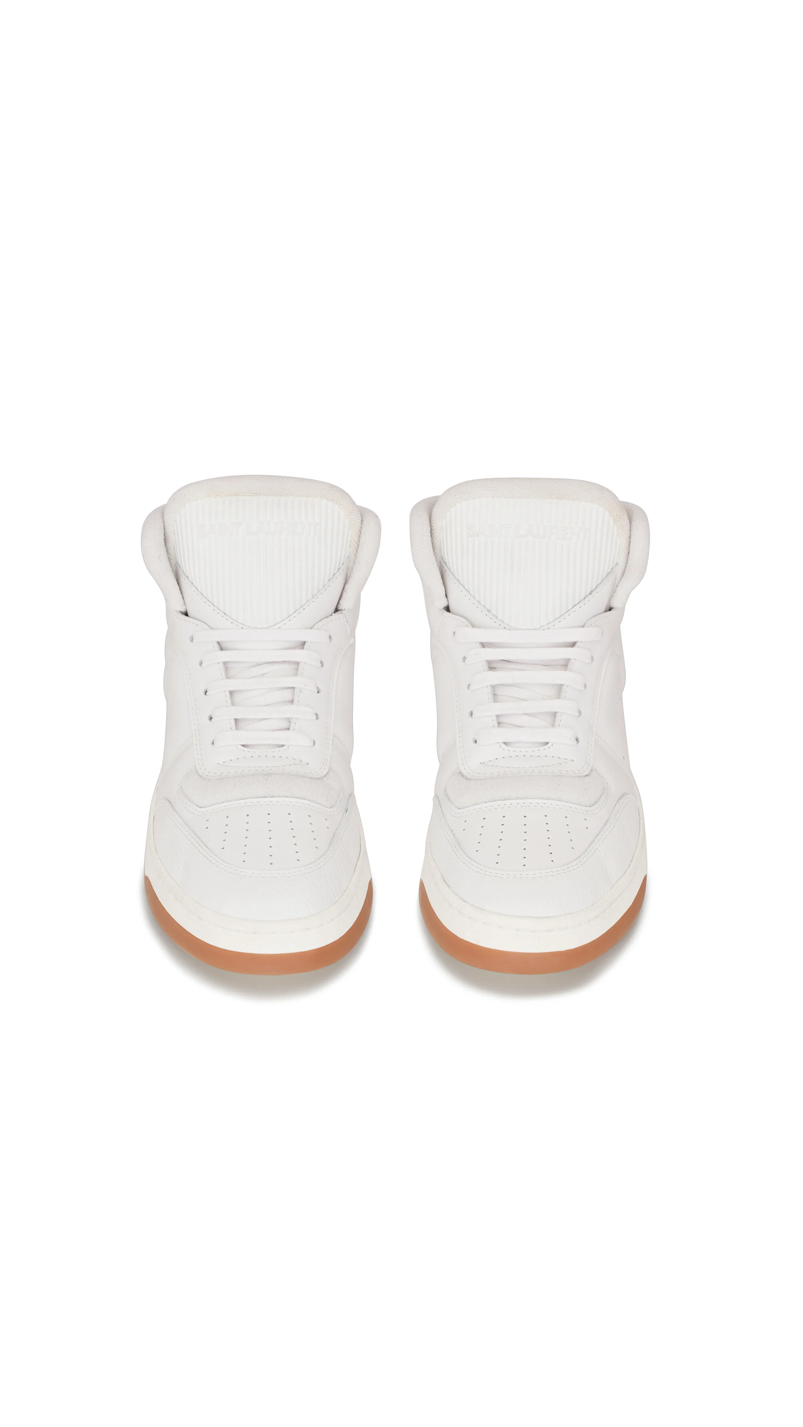 SL/80 Mid-top Sneakers in Smooth and Grained Leather - Vintage White