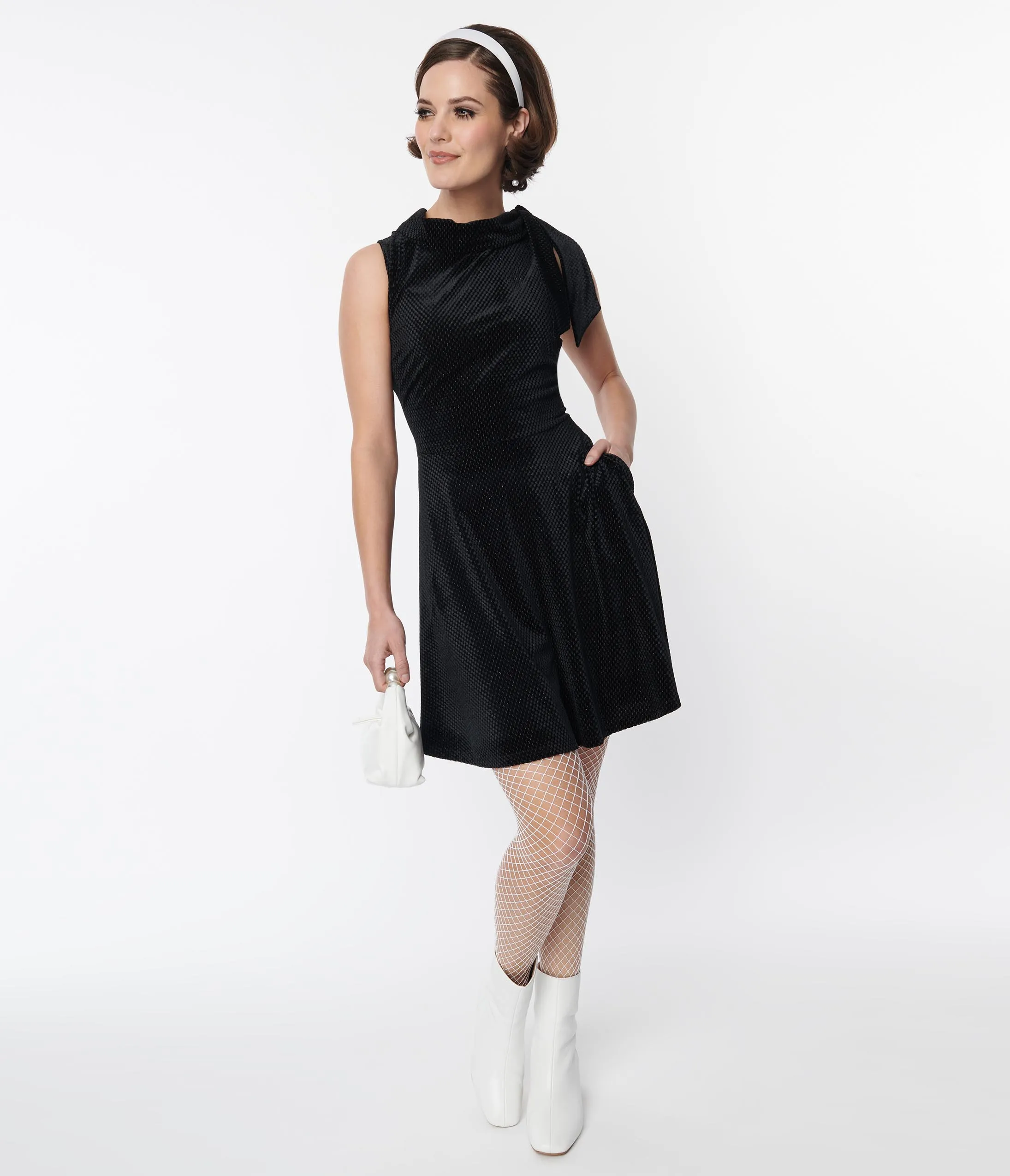 Smak Parlour Black Mock Neck Fit & Flare Dress