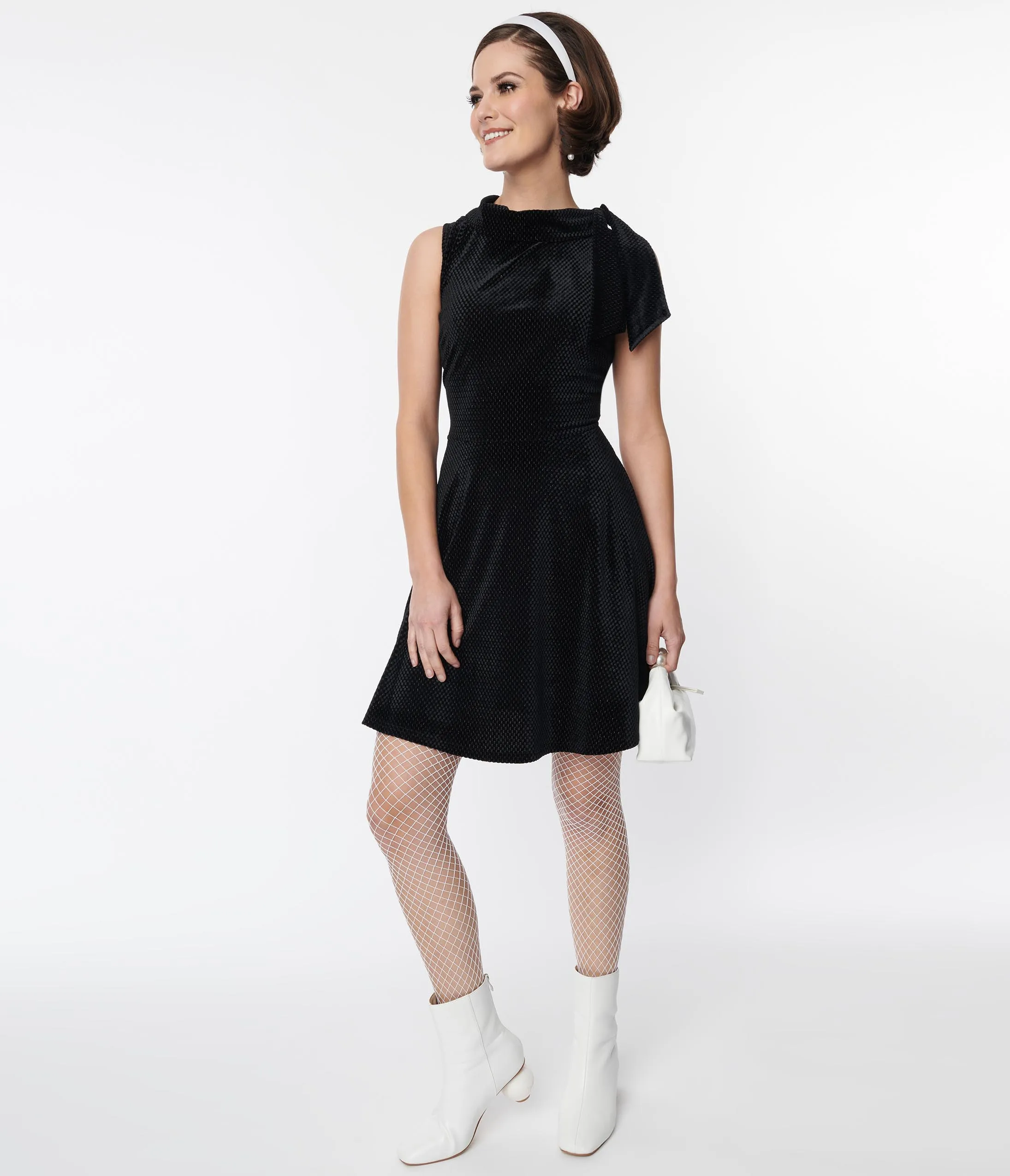 Smak Parlour Black Mock Neck Fit & Flare Dress