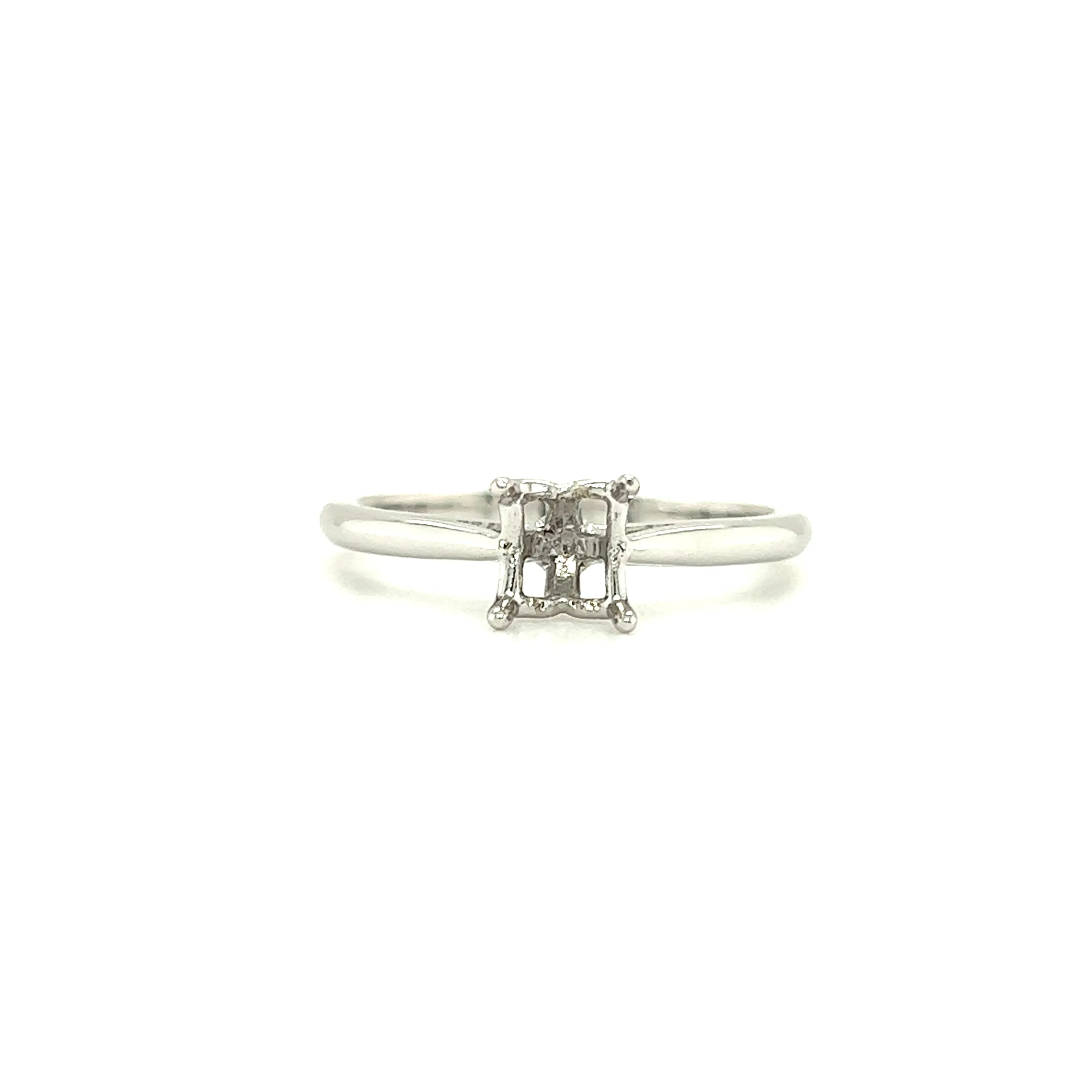 Solitaire Ring Setting with Four Prong Head in 14K White Gold