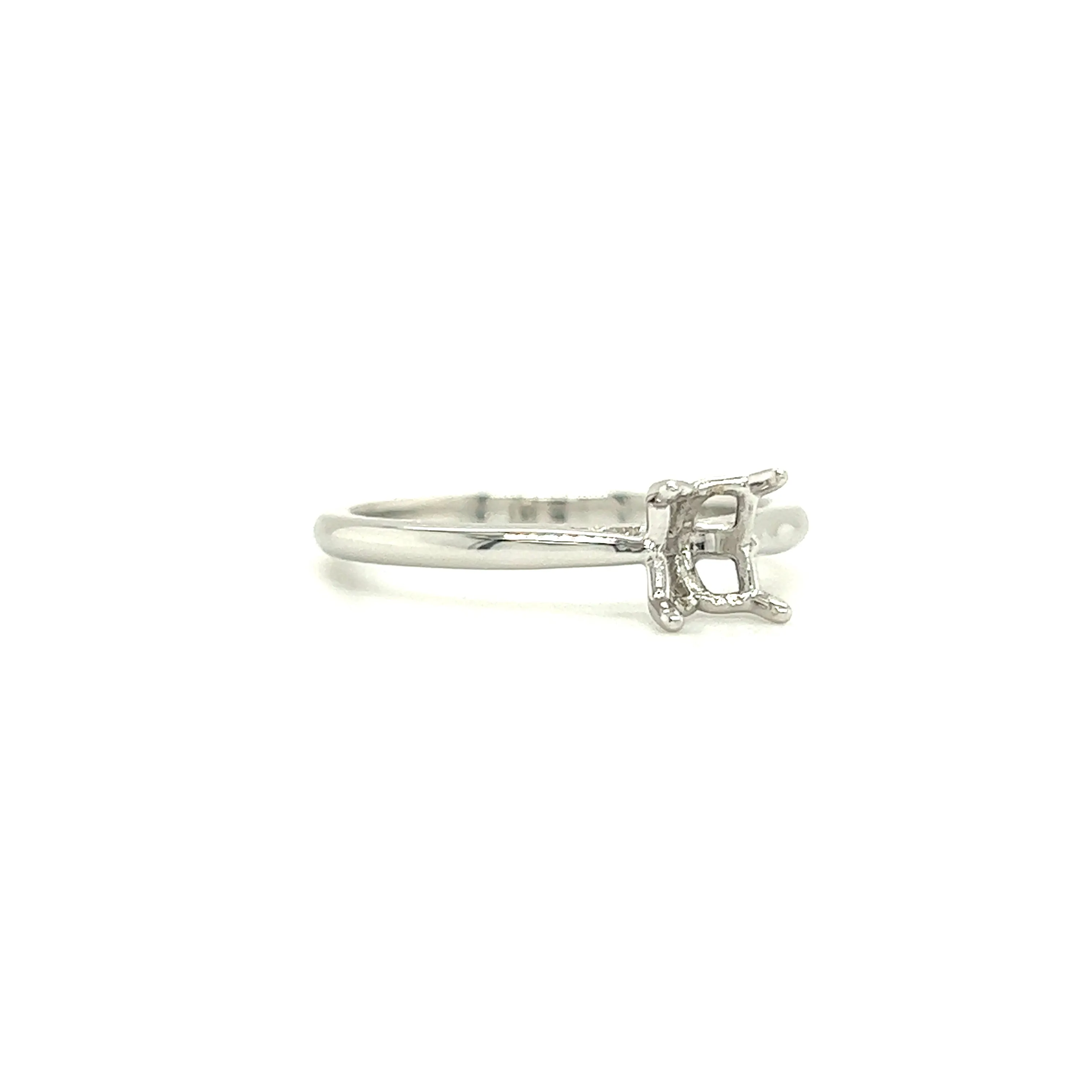 Solitaire Ring Setting with Four Prong Head in 14K White Gold