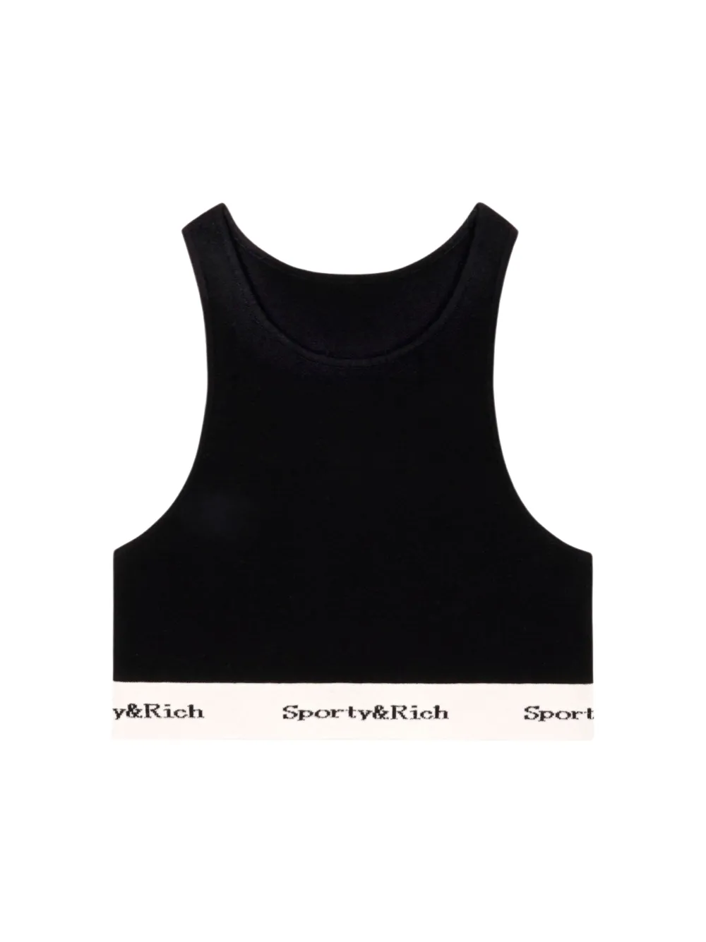 Sporty & Rich Serif Logo Cropped Tank in Black