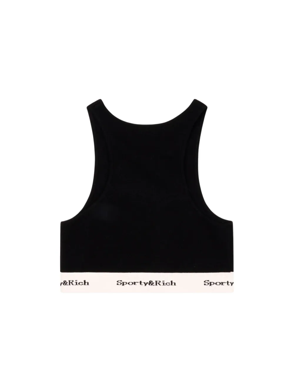 Sporty & Rich Serif Logo Cropped Tank in Black