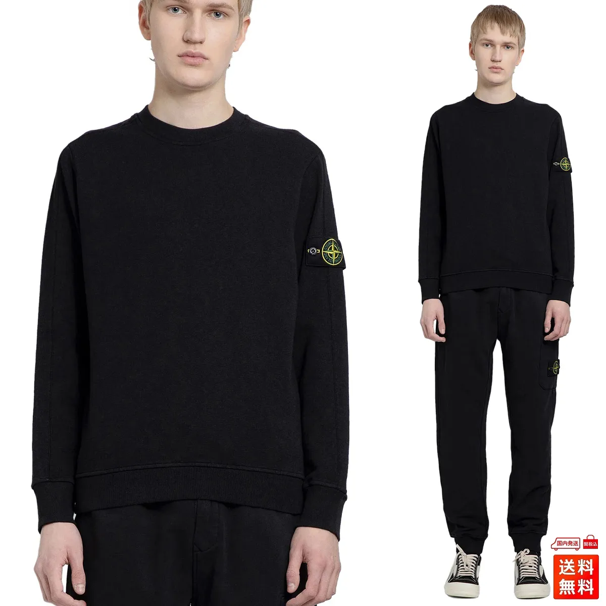 STONE ISLAND  |Crew Neck Long Sleeves Cotton Logo Sweatshirts