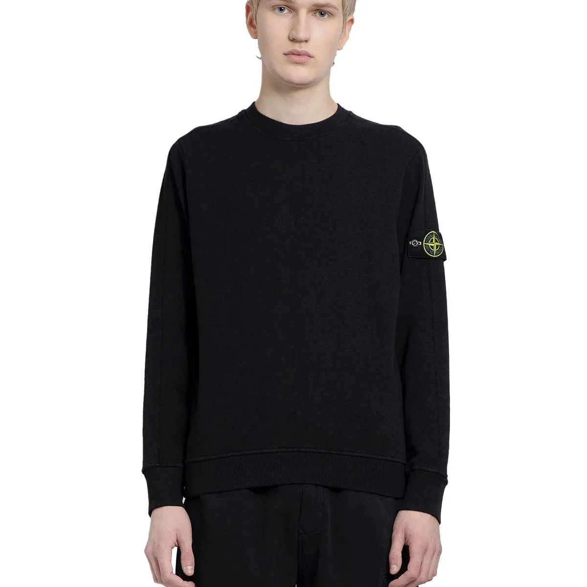 STONE ISLAND  |Crew Neck Long Sleeves Cotton Logo Sweatshirts