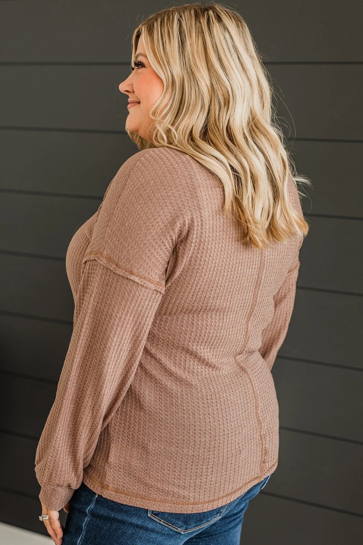 Sweet Nothings Waffle Knit Top- Mocha