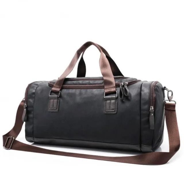 Synthetic Leather Large Classic Soft Fitness Training Duffel Bag for Men