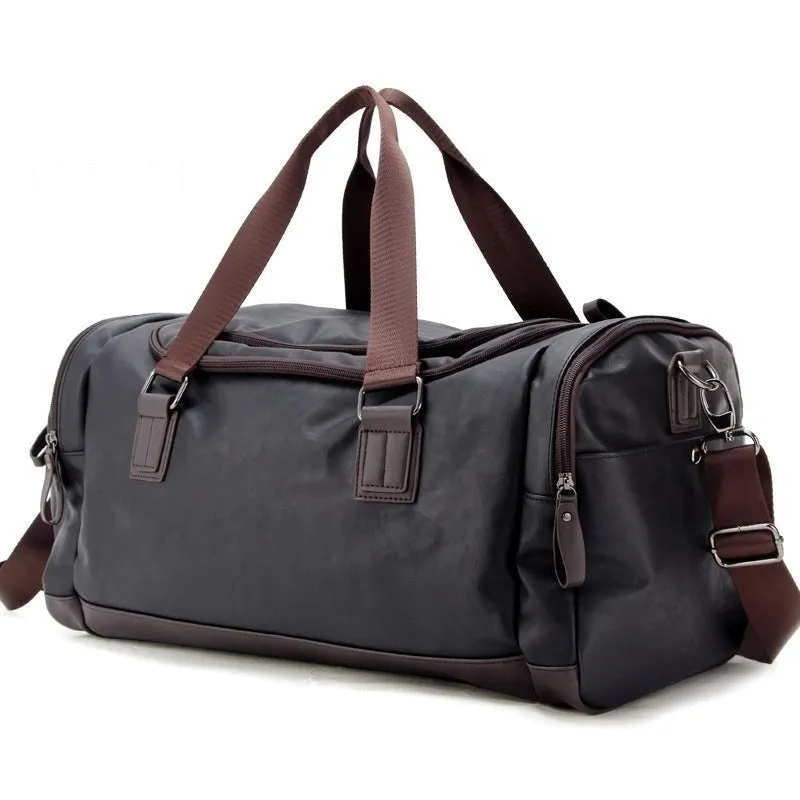 Synthetic Leather Large Classic Soft Fitness Training Duffel Bag for Men