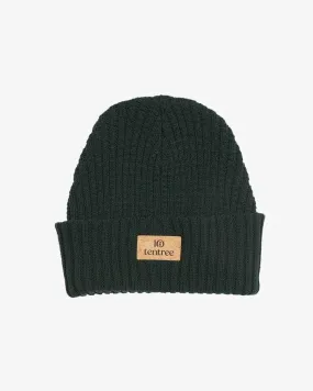 Tentree Cork Patch Beanie in Dark Forest Green