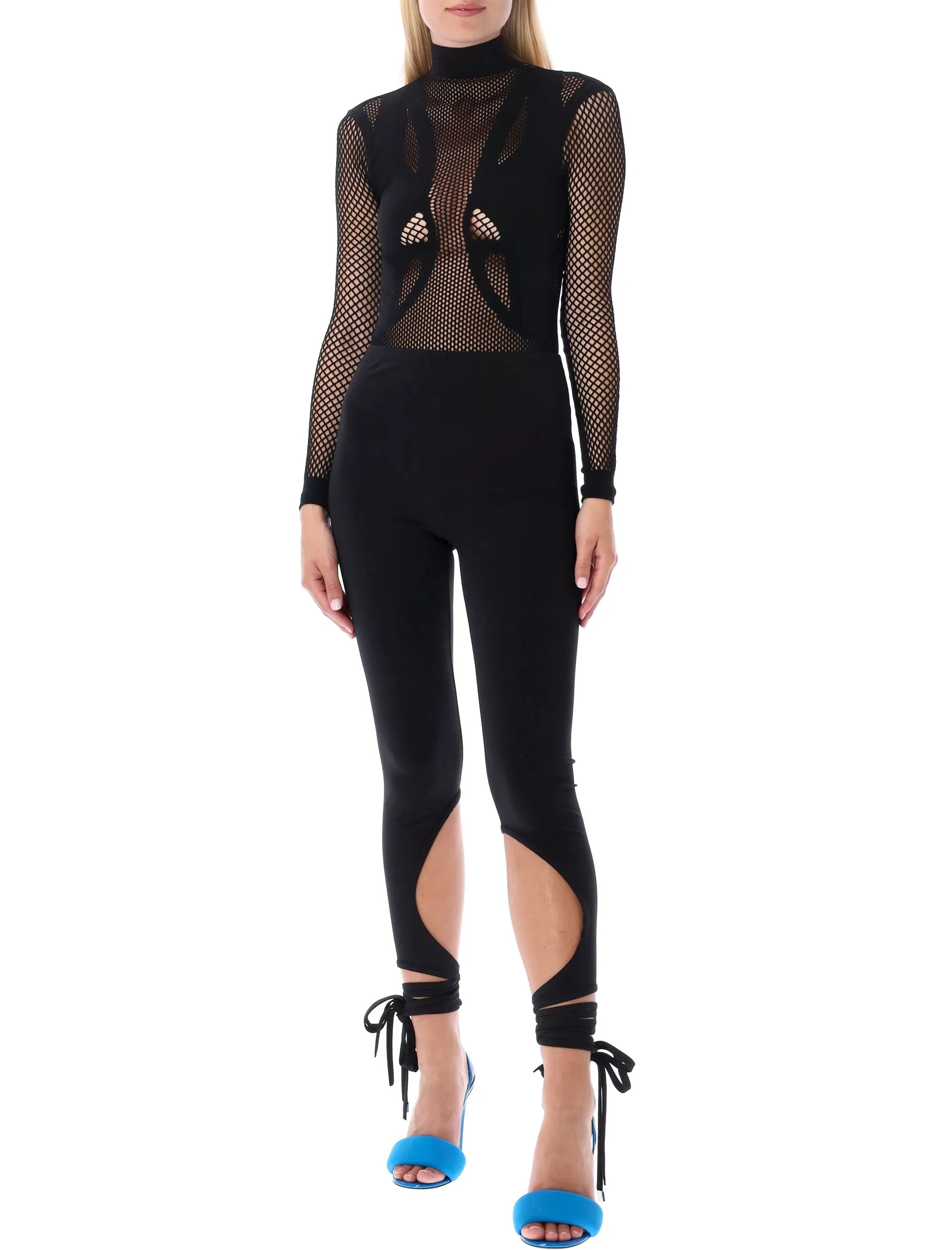 The Attico Turtleneck Long-Sleeved Mesh Bodysuit