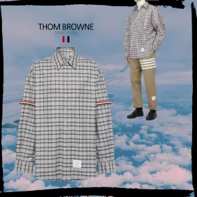 THOM BROWNE  |Gingham Long Sleeves Cotton Logo Designers Shirts