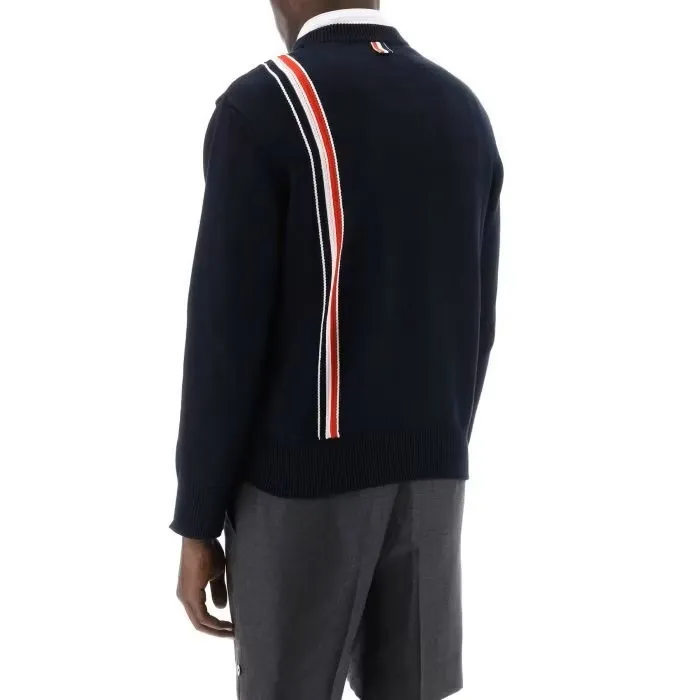 THOM BROWNE  |Long Sleeves Cotton Designers Sweaters