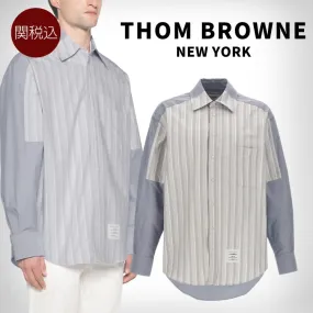 THOM BROWNE  |Long Sleeves Cotton Front Button Designers Shirts