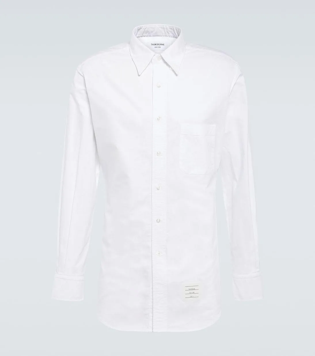 THOM BROWNE  |Long Sleeves Plain Cotton Logo Designers Shirts