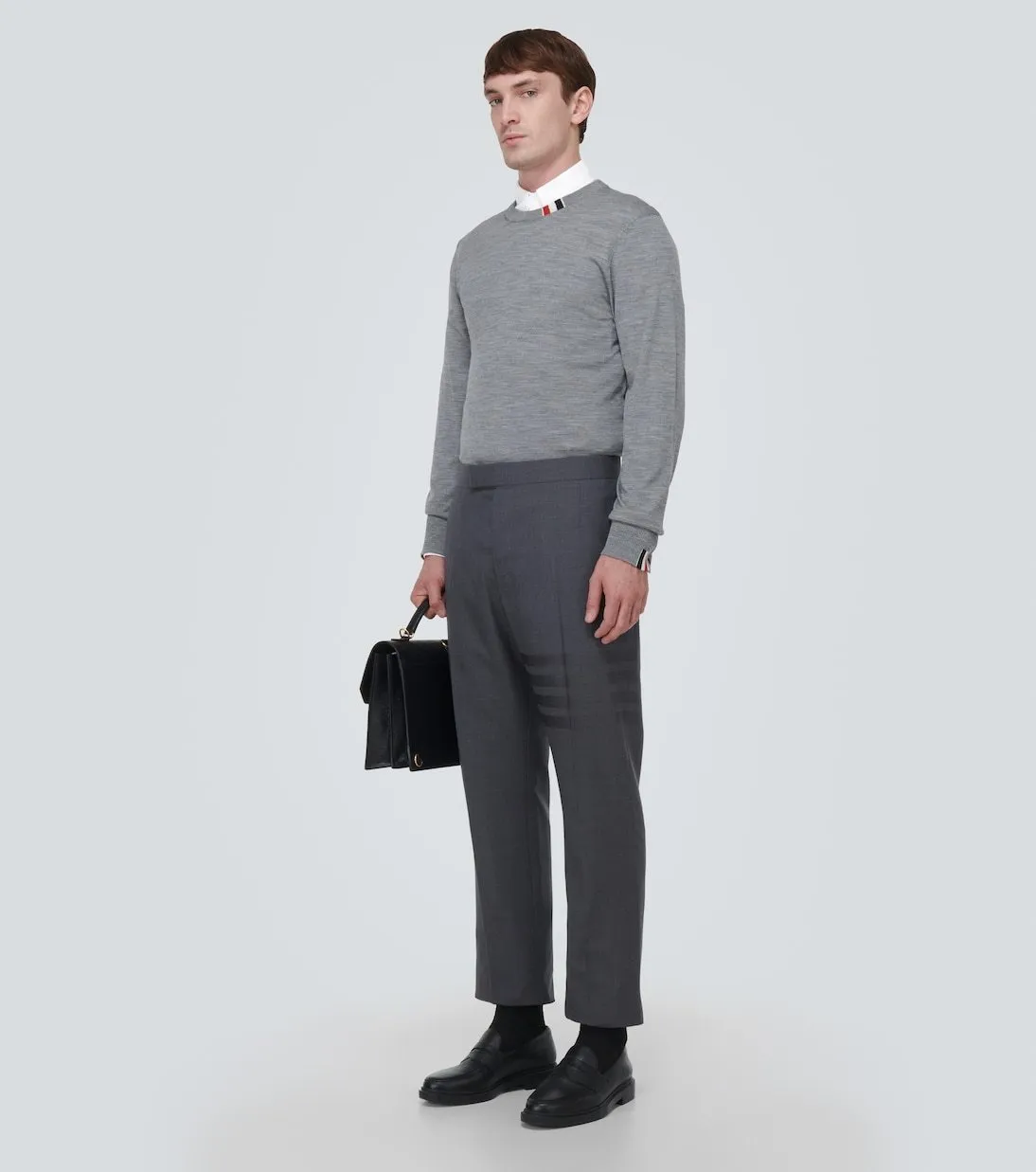 THOM BROWNE  |Long Sleeves Plain Cotton Logo Designers Shirts