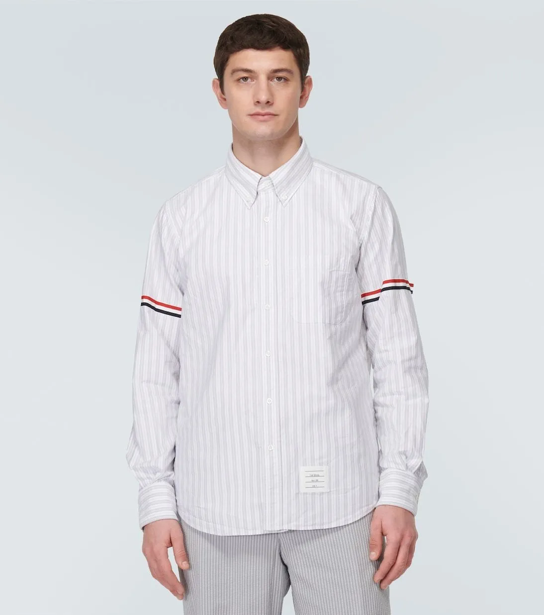 THOM BROWNE  |Stripes Long Sleeves Cotton Logo Designers Shirts