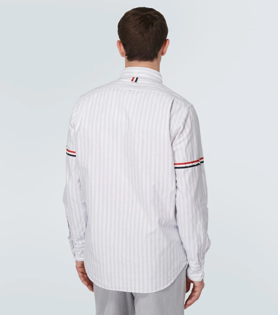 THOM BROWNE  |Stripes Long Sleeves Cotton Logo Designers Shirts