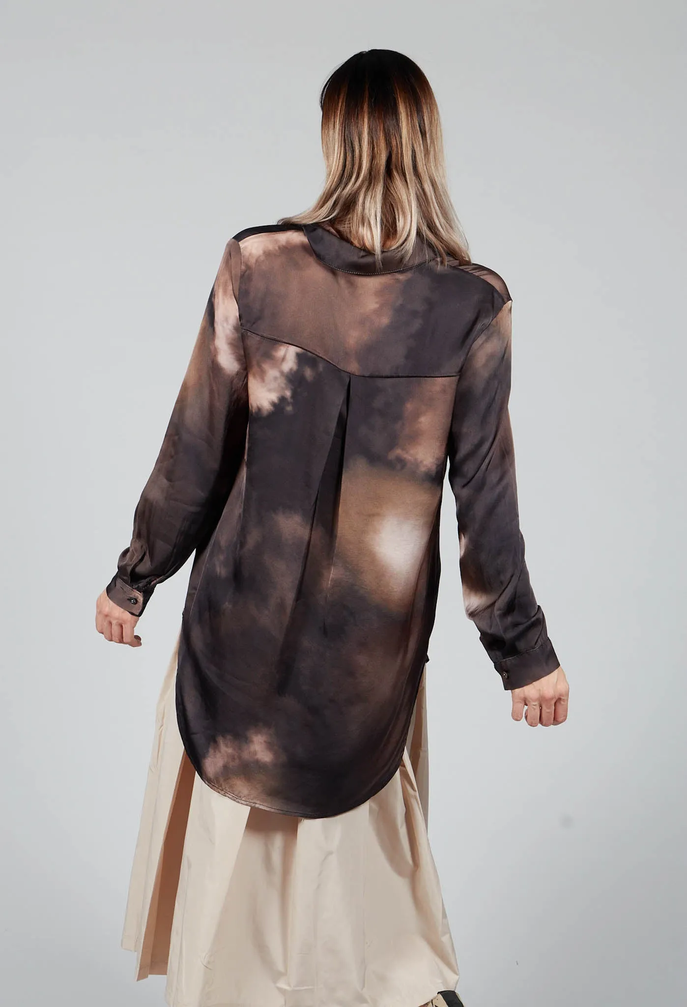 Tie Dye Long Sleeve Shirt in Multi Brown