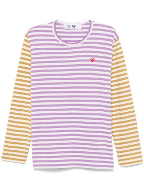 Unisex Long Sleeves Tee Bi-Colour Striped - Purple/Olive