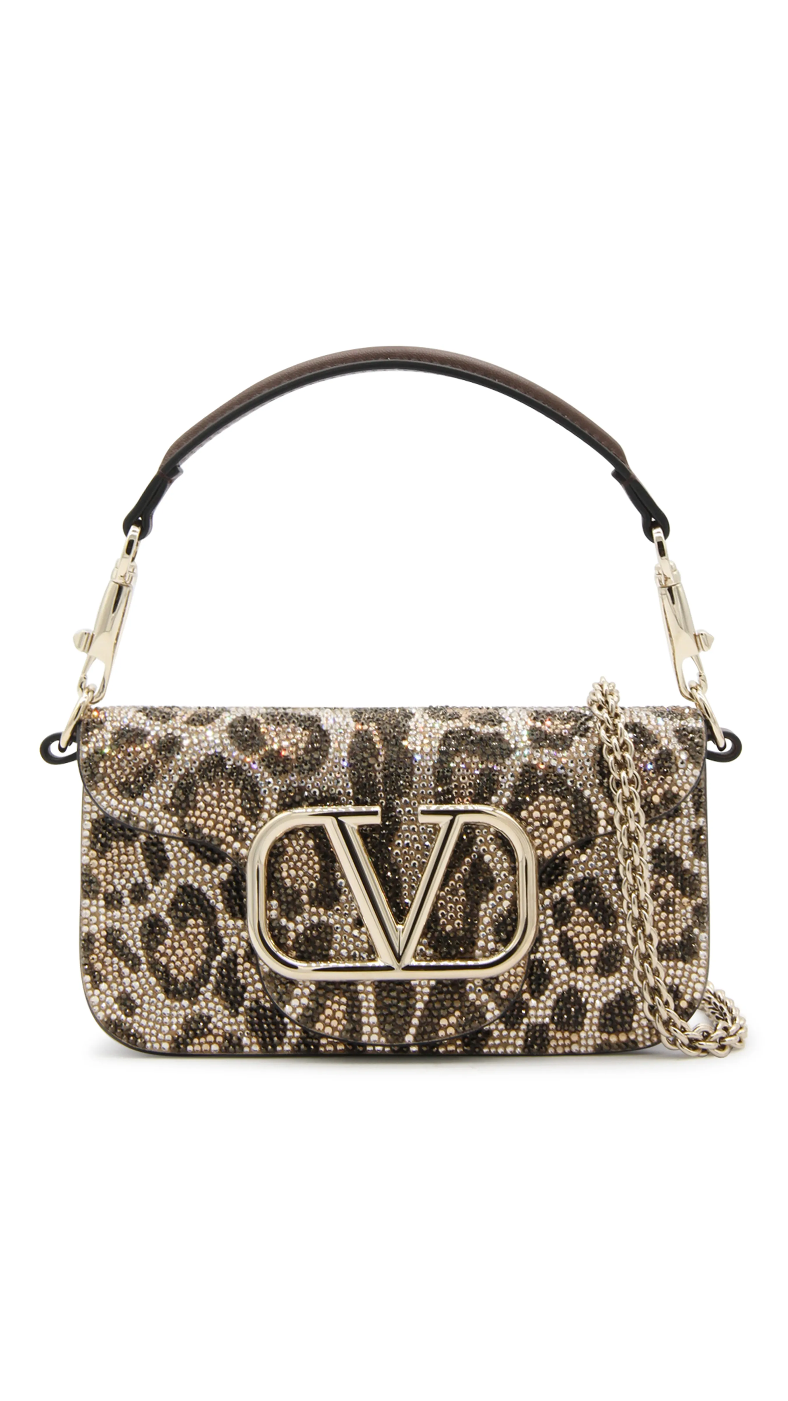 Valentino V-Logo Plaque Leopard-Printed Mini Clutch Bag - Leopard