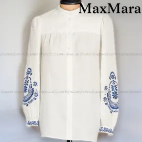 Weekend Max Mara  |Flower Patterns Casual Style Linen Long Sleeves Plain