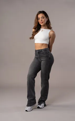 Womens Straight Leg Fitjeans - Grey