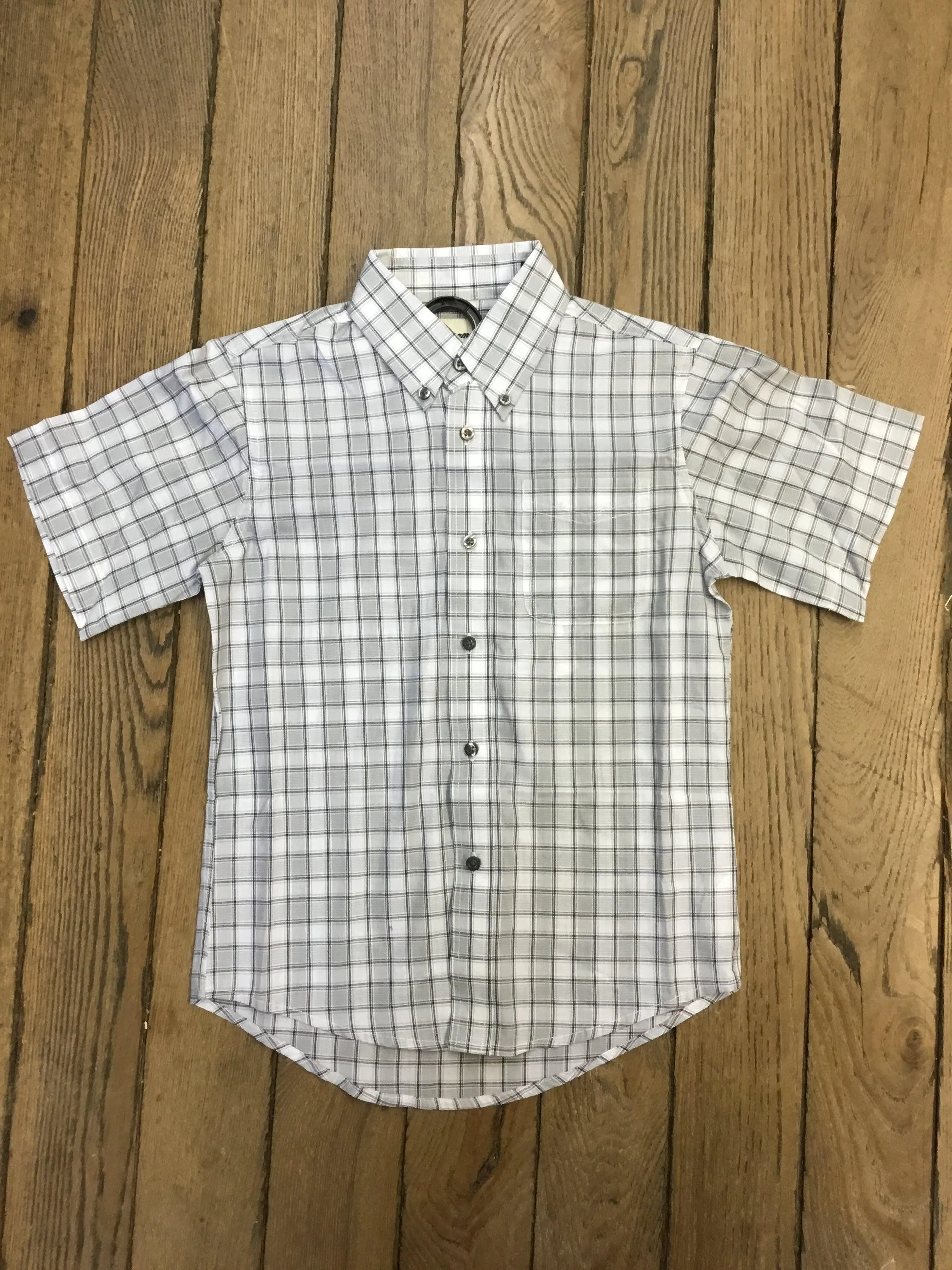 Wrangler Boy's Grey Plaid Short Sleeve Boy's Western Shirt 112314866 GR