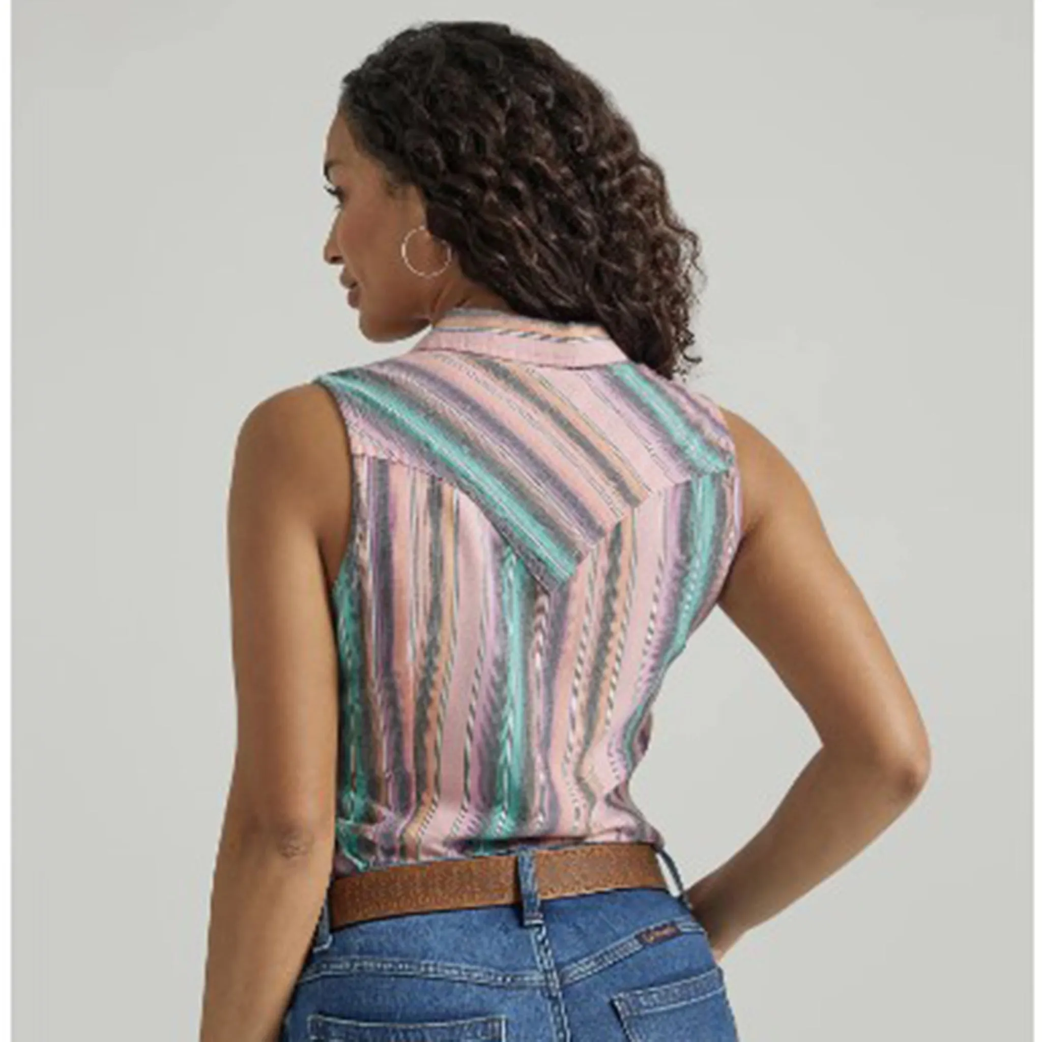 Wrangler Women's Pink Stripe Sleeveless