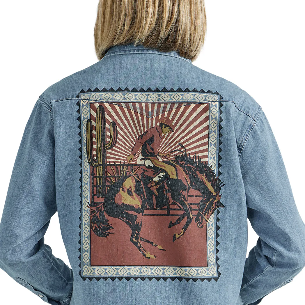 Wrangler Women's Rodeo Poster Light Denim Long Sleeve