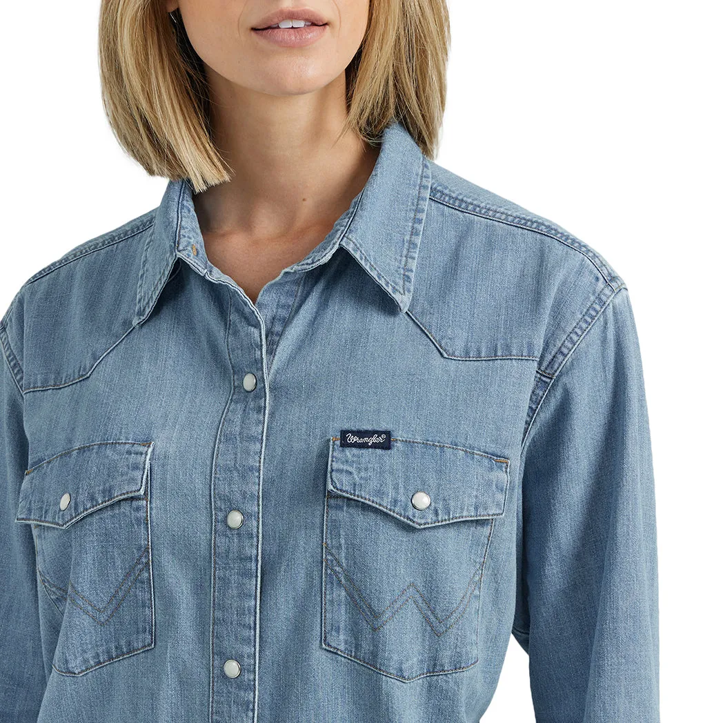 Wrangler Women's Rodeo Poster Light Denim Long Sleeve