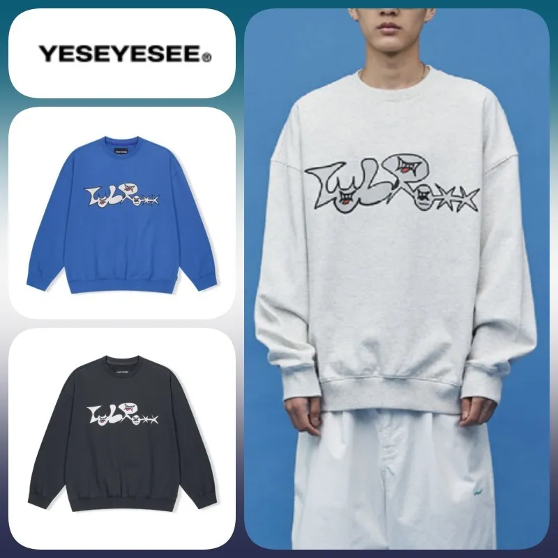 YESEYESEE  |U-Neck Long Sleeves Cotton Sweatshirts