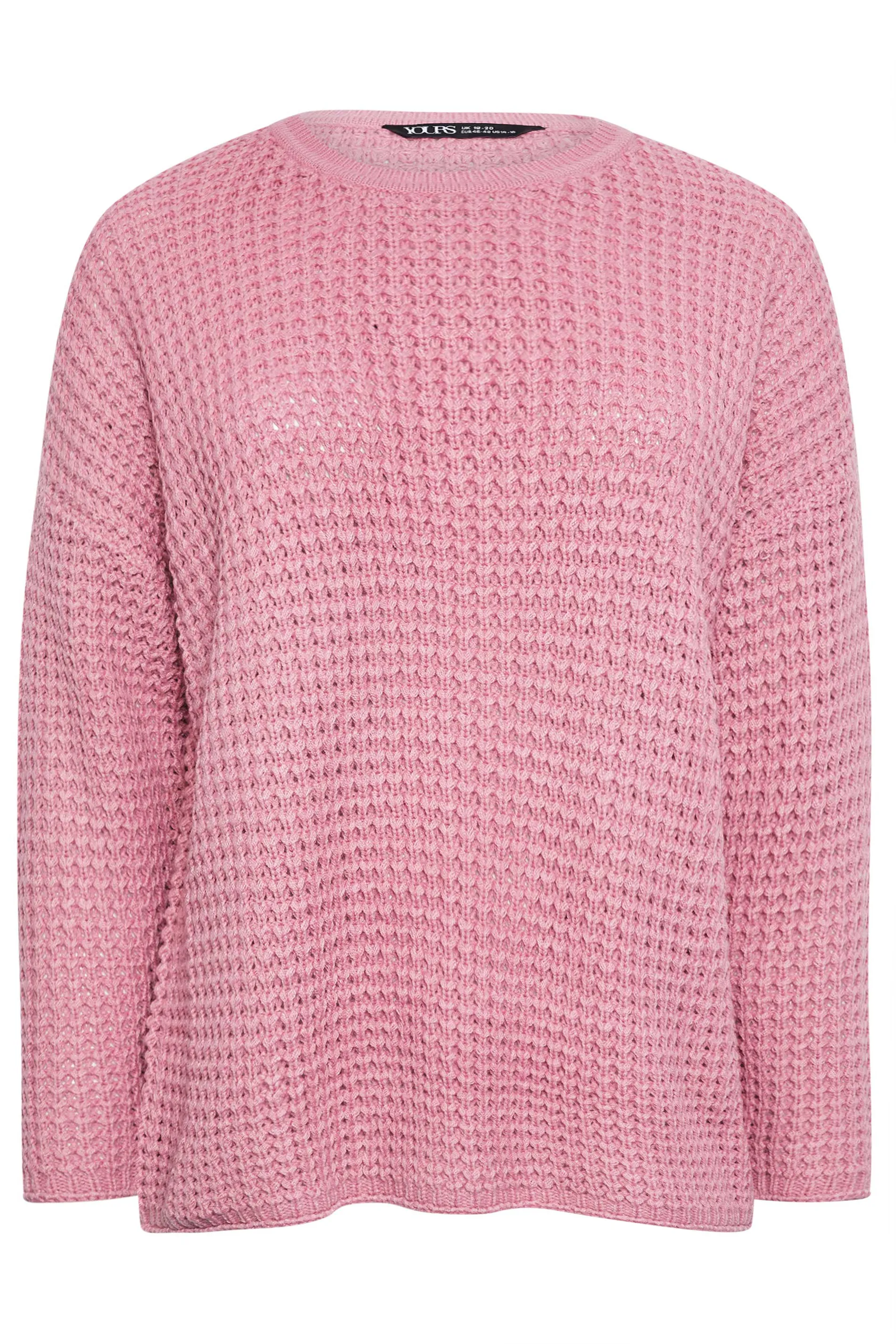 YOURS Curve Pink Waffle Knit Jumper