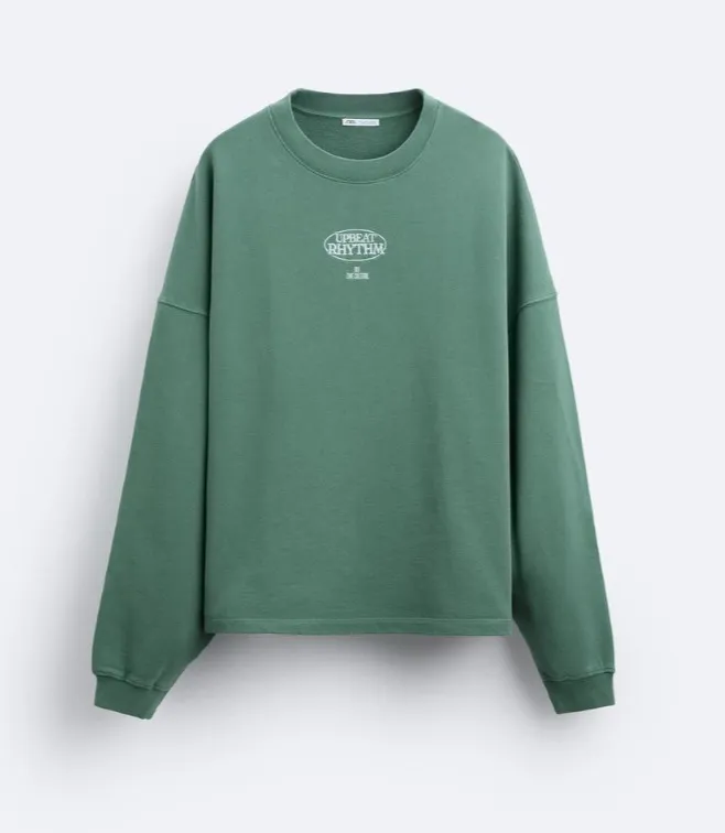 ZARA  |Long Sleeves Plain Cotton Logo Sweatshirts